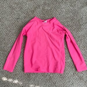 Pink Long-Sleeve Rashguard Swim Top